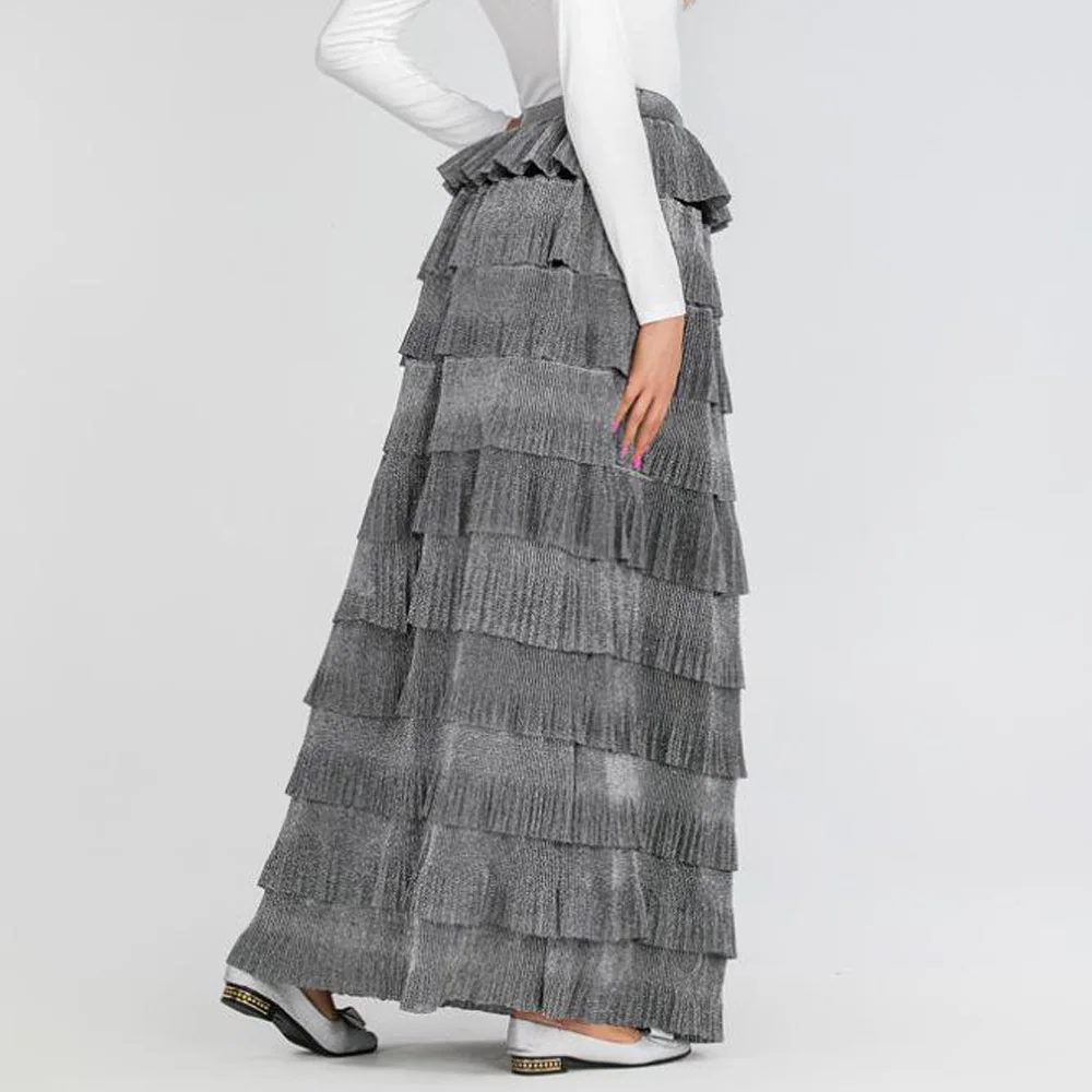 Long Frill Ruffle Skirt Women High Waist Black Maxi Skirts Ladies Casual Vintage Clothing Loose Muslim Islamic Skirts Feminino
Long Frill Ruffle Skirt Women High Waist Black Maxi Skirts Ladies Casual Vintage Clothing Loose Muslim Islamic Skirts Feminino