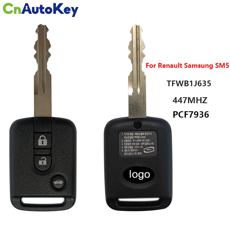 Оригинальный смарт-ключ CN010067 с 3 кнопками для Renault, Samsung SM5, OEM, дистанционный ключ с чипом PCF7936, 447 МГц, FCCID TFWB1J635
Оригинальный смарт-ключ CN010067 с 3 кнопками для Renault, Samsung SM5, OEM, дистанционный ключ с чипом PCF7936, 447 МГц, FCCID TFWB1J635
