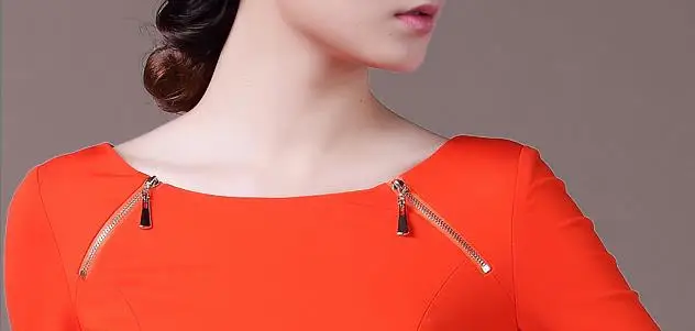 Woman Ol Spring Plus Size Orange O-neck Three Quarter Zippers Knee-length Pencil Dresses Female Autumn Hedging Slim Dress
Woman Ol Spring Plus Size Orange O-neck Three Quarter Zippers Knee-length Pencil Dresses Female Autumn Hedging Slim Dress