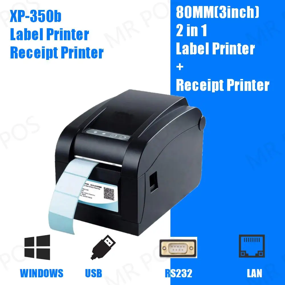 Xprinter XP-350B 20-80mm POS Thermal Receipt Label Dual-Purpose Printer USB Sticker Printer Barcode Make Machine for Supermarket
Xprinter XP-350B 20-80mm POS Thermal Receipt Label Dual-Purpose Printer USB Sticker Printer Barcode Make Machine for Supermarket