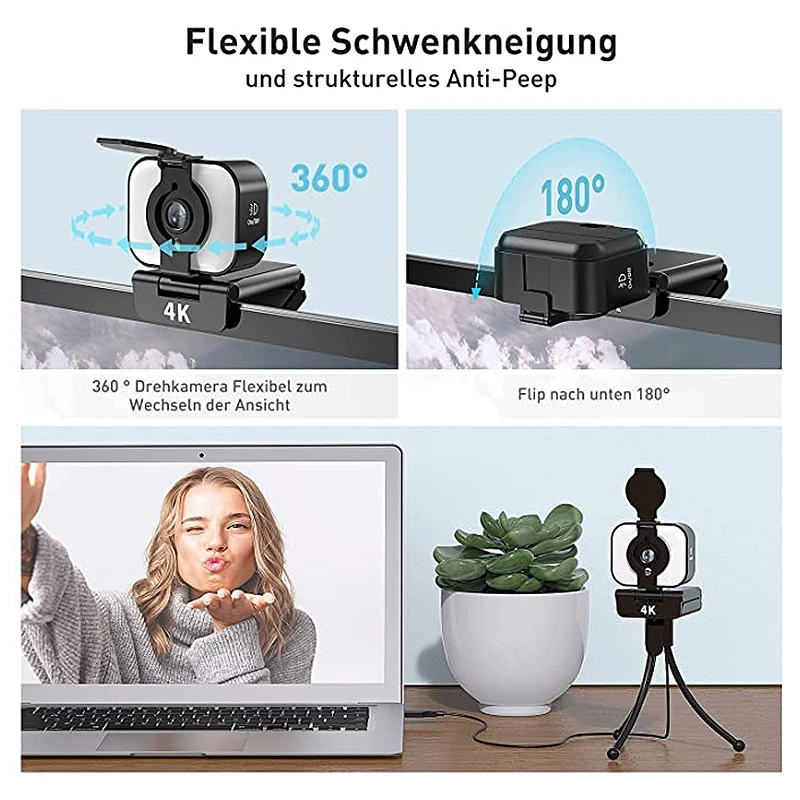 USB Computer Camera for PC 4K UHD Built-in Microphone Game Live Broadcast Conference Teaching Fill Light Web Camera 1.5M
USB Computer Camera for PC 4K UHD Built-in Microphone Game Live Broadcast Conference Teaching Fill Light Web Camera 1.5M