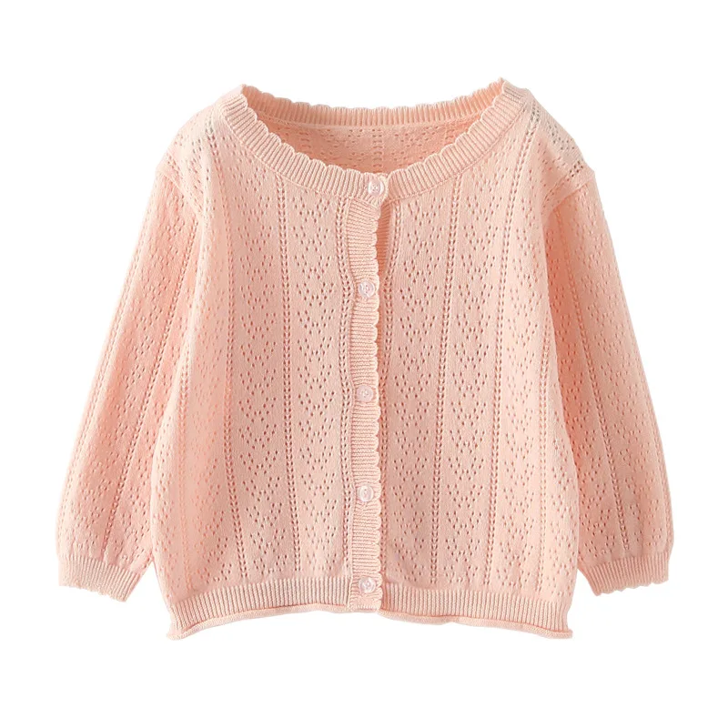 

Демисезонный Кардиган для девочек, повседневный ажурный свитер, тонкие вязаные свитера для маленьких девочек, куртка, BC538
