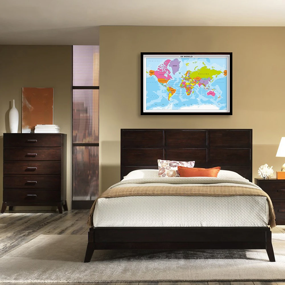 84*59cm The Wold Political Map In Dutch Wall Art Poster Canvas Painting Children School Supplies Living Room Home Decoration
84*59cm The Wold Political Map In Dutch Wall Art Poster Canvas Painting Children School Supplies Living Room Home Decoration