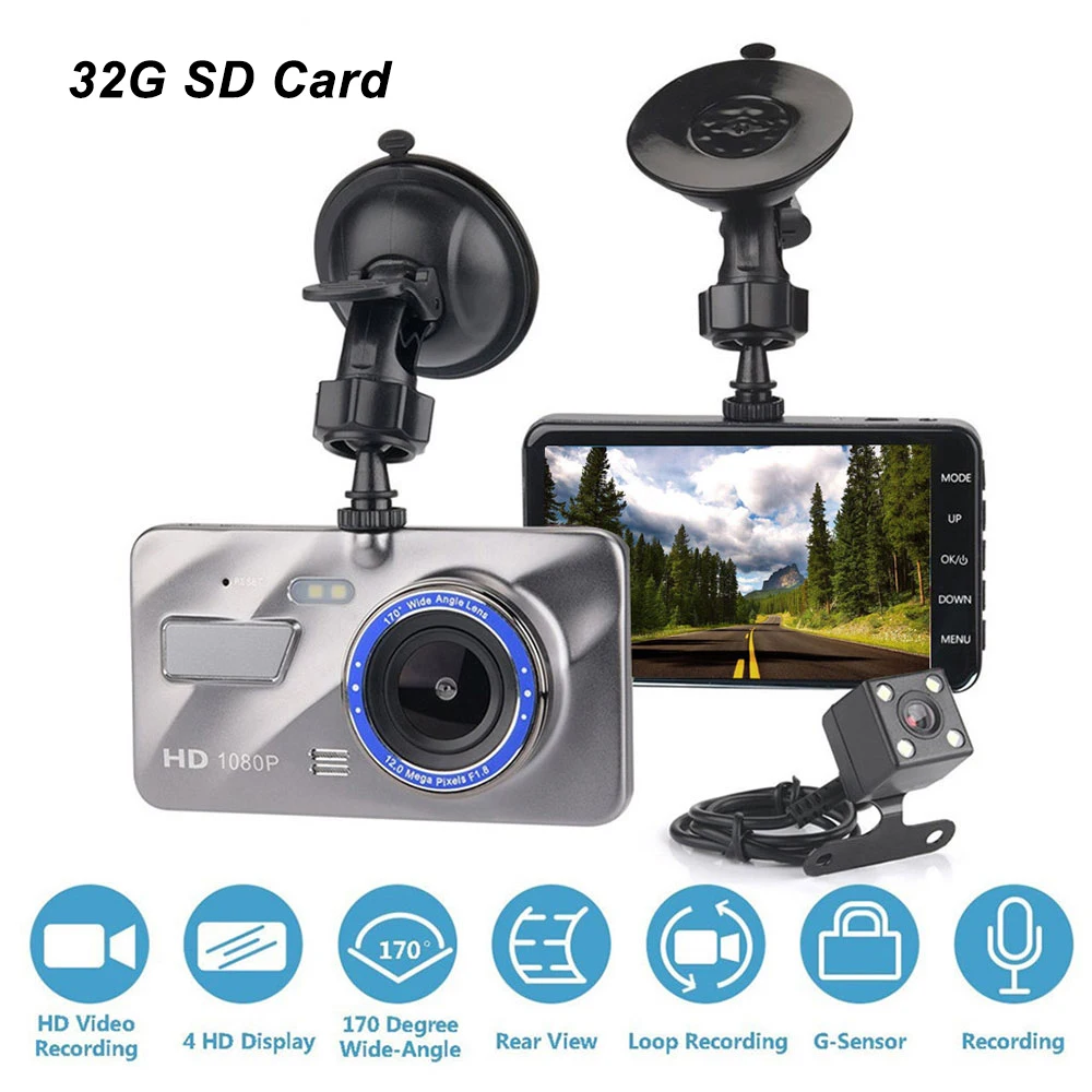 HD Car Cams Dash Cam 4 Inch Metal Double Lens Car Low Light Night Vision 1080P Reversing Camera With 32G SD Card Auto DVR
HD Car Cams Dash Cam 4 Inch Metal Double Lens Car Low Light Night Vision 1080P Reversing Camera With 32G SD Card Auto DVR
