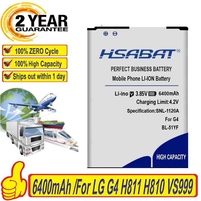 HSABAT 6400mAh BL 51YF 51YH Аккумулятор для LG G4 H811 H810 VS999 V32 VS986 LS991 F500 F500S F500K F500L H815 H81 H818