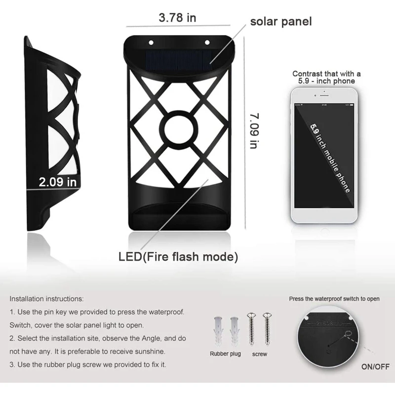 4 PC Solar Flame Lights Outdoor, Waterproof Flickering Flame Solar Lights Wall Mounted Night Lights
4 PC Solar Flame Lights Outdoor, Waterproof Flickering Flame Solar Lights Wall Mounted Night Lights