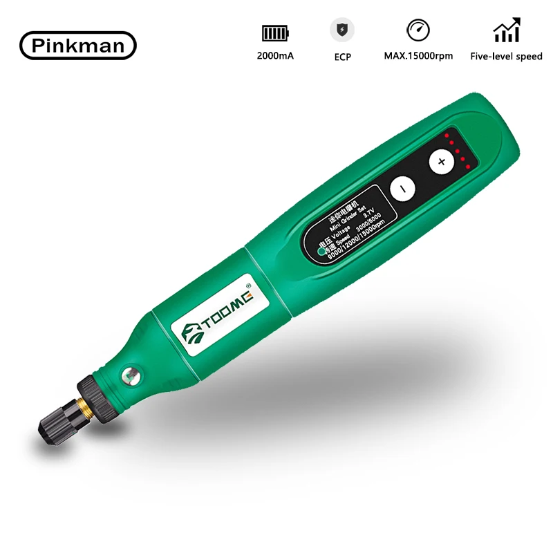 Pinkman Беспроводная электрическая мини дрель гравер PenPower Tool 2000 мАч пятискоростной