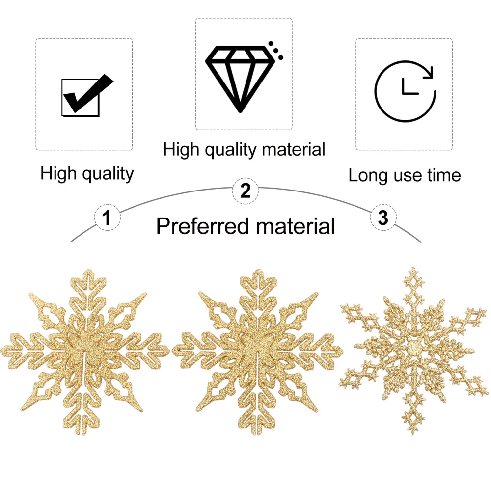 24Pcs Christmas Snowflakes Ornaments Hanging Christmas Tree Accessories