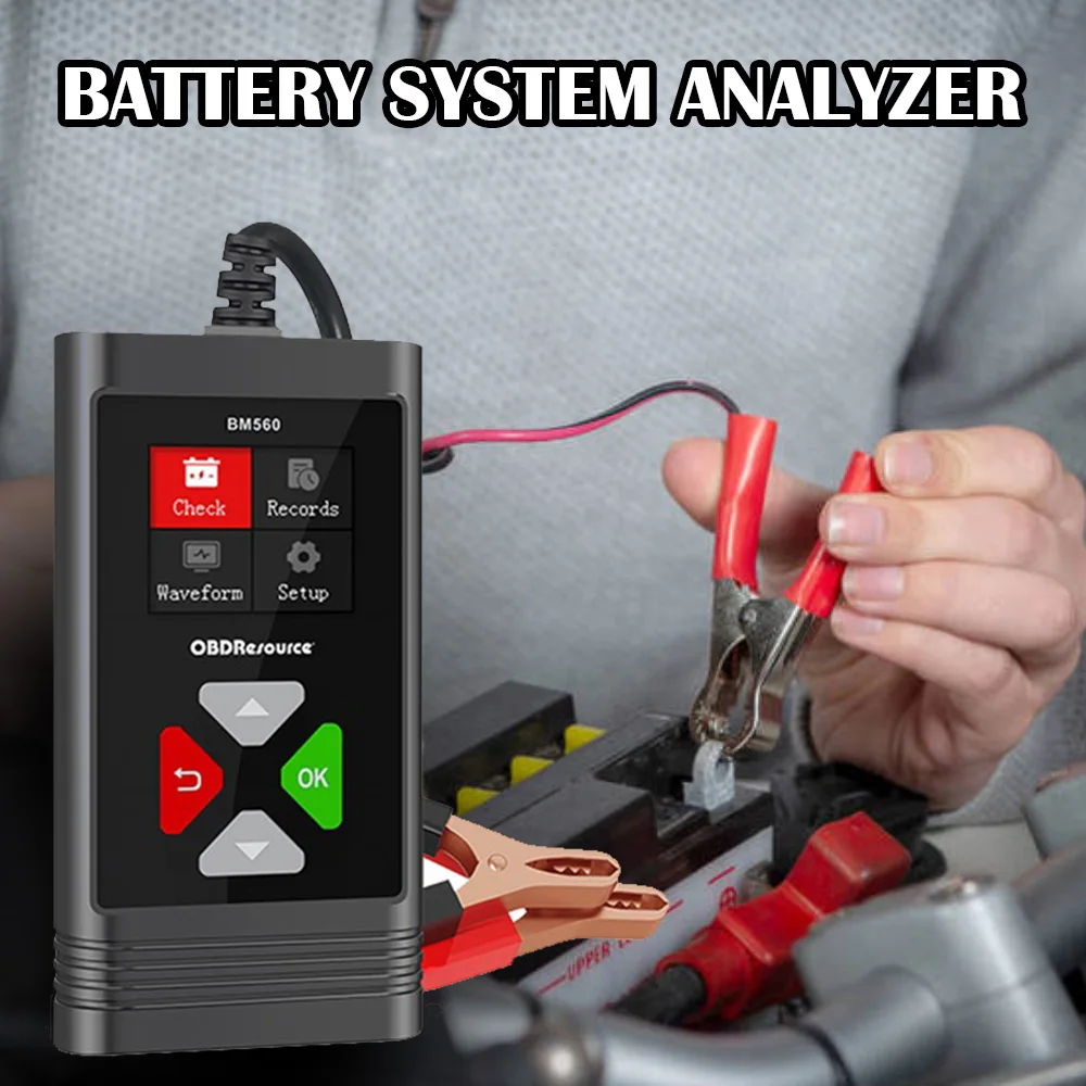 BM560 Car Motorcycle Battery Tester 12V 6V Battery System Analyzer 2000CCA Charging Cranking Test Tools Reverse Protection
BM560 Car Motorcycle Battery Tester 12V 6V Battery System Analyzer 2000CCA Charging Cranking Test Tools Reverse Protection