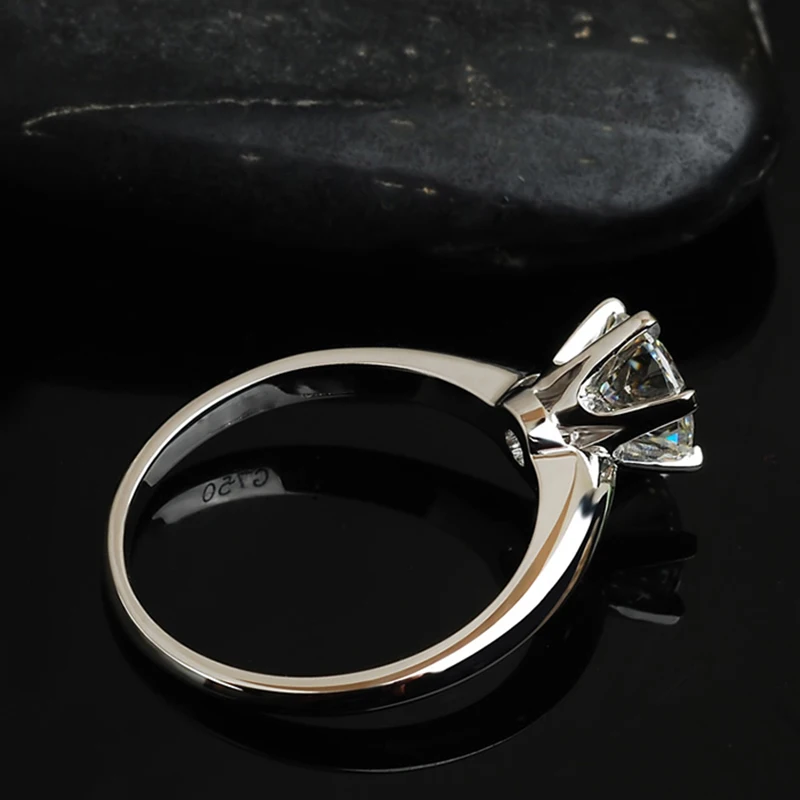 BOEYCJR 925 Silver 6 Claws 1ct/2ct/3ct F color Moissanite VVS Engagement Wedding Ring With national certificate for Women | Украшения и