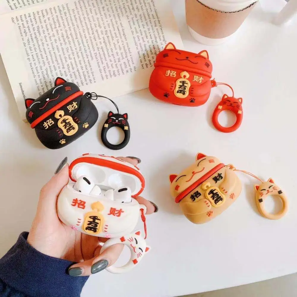 Lucky Cat Мягкий силиконовый чехол для Apple Airpods Pro противоударный AirPods 3 s Защита