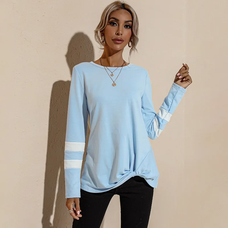 2021 New Autumn and Winter Fashion O Neck Bottoming Shirt Long Sleeve Patchwork Stripe T-Shirt Women Loose Streetwear
2021 New Autumn and Winter Fashion O Neck Bottoming Shirt Long Sleeve Patchwork Stripe T-Shirt Women Loose Streetwear