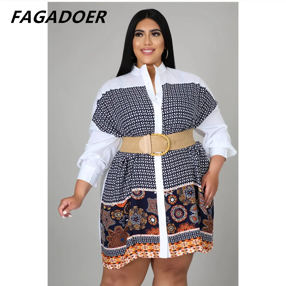 Fagadoer Xl-5xl Plus Size Long Sleeve Shirt Dress Large Size Geometric Printed Office Ladies Elegant Mini Dress White No Belt
Fagadoer Xl-5xl Plus Size Long Sleeve Shirt Dress Large Size Geometric Printed Office Ladies Elegant Mini Dress White No Belt