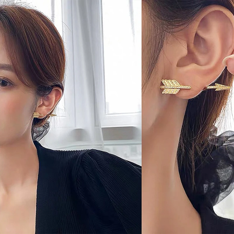 Fashion Creative Real Gold-Plated Arrow Earrings Micro-Inlaid Zircon Stud Earring For Women Girls Charm Jewelry Accessories
Fashion Creative Real Gold-Plated Arrow Earrings Micro-Inlaid Zircon Stud Earring For Women Girls Charm Jewelry Accessories