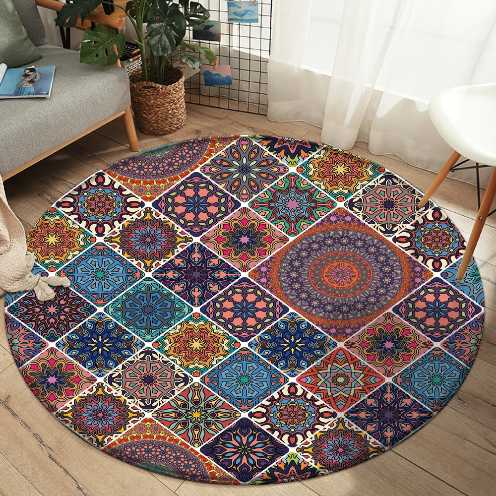 

Tapis Salon Top Brand Nonslip Mandala Style Colorful Floral Pattern Rug Floor Mat Bathroom Living Room Bedroom Carpet Decor Rugs