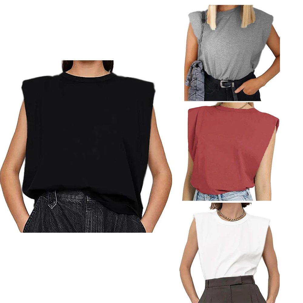 Women Solid Color Tank Tops Padded Shoulder T Shirts Vintage Crew Neck Basic Tunic Tops Spring Summer 2021 New Sleeveless Vest
Women Solid Color Tank Tops Padded Shoulder T Shirts Vintage Crew Neck Basic Tunic Tops Spring Summer 2021 New Sleeveless Vest