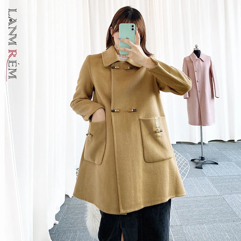LANMREM 2021 Autumn Winter New Double-sided Cashmere Coat Women Ox Horn Buckle Lace Up Pocket Top Female Fashion 2W893
LANMREM 2021 Autumn Winter New Double-sided Cashmere Coat Women Ox Horn Buckle Lace Up Pocket Top Female Fashion 2W893