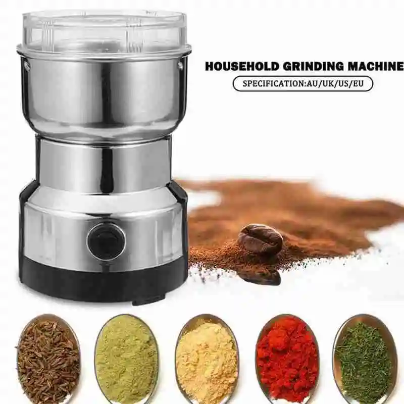Silver Stainless Steel Coffee Crusher Grinder Machine Press Button Grind Grains Medicinal Material Grinder
Silver Stainless Steel Coffee Crusher Grinder Machine Press Button Grind Grains Medicinal Material Grinder