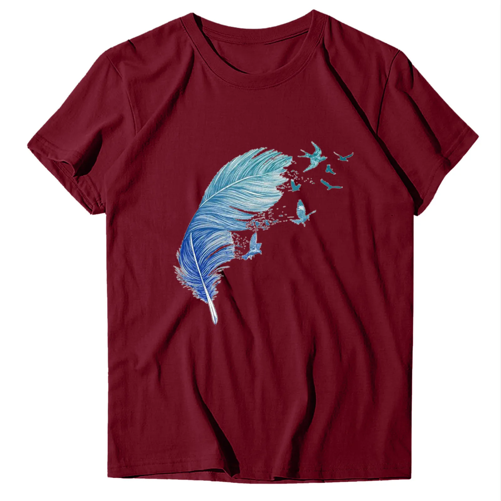 Casual Feather Print Blouses TShirts Spring Women Short Sleeve Loose Tee Tops Tunic Blouse Pullover Tops Blouses Women
Casual Feather Print Blouses TShirts Spring Women Short Sleeve Loose Tee Tops Tunic Blouse Pullover Tops Blouses Women