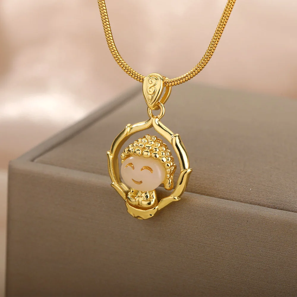 Fashion Buddha Necklaces For Women Stainless Steel Gold Cute Buddha Lucky Charm Choker Pendant Necklace Jewelry Bijoux Femme
Fashion Buddha Necklaces For Women Stainless Steel Gold Cute Buddha Lucky Charm Choker Pendant Necklace Jewelry Bijoux Femme