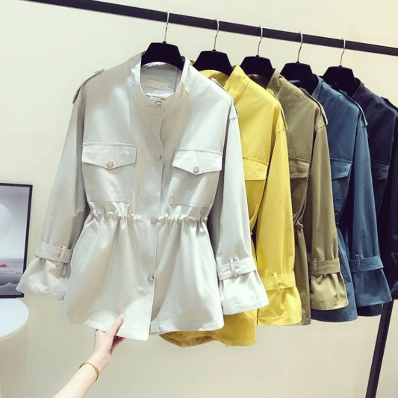 2021 Women's Windbreaker Autumn New Korean Wild Stand-Collar Female Short Jacket Spring Windbreaker Coat With Lining 3XL Tops 
2021 Women's Windbreaker Autumn New Korean Wild Stand-Collar Female Short Jacket Spring Windbreaker Coat With Lining 3XL Tops