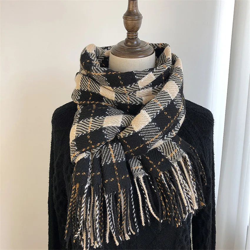 Winter Plaid Scarf Women Korean Fashion Houndstooth Long Scarves Preppy Style Thick Warm Soft Knitted Shawl With Tassel
Winter Plaid Scarf Women Korean Fashion Houndstooth Long Scarves Preppy Style Thick Warm Soft Knitted Shawl With Tassel