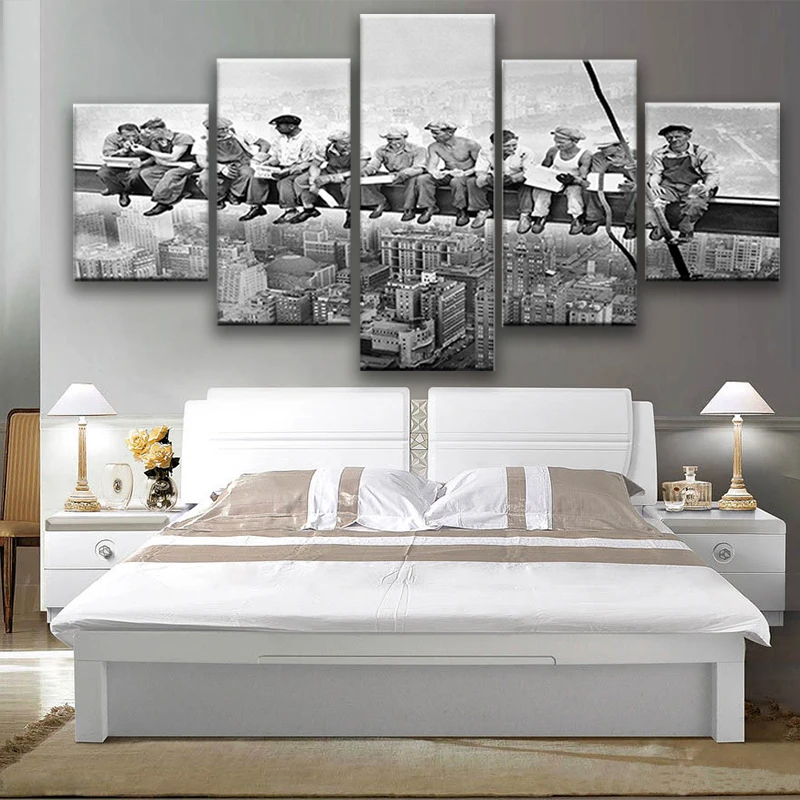 5 pcs Giclee Landscape Canvas Prints Black And White Vintage Style New York Skyscraper Lunch Workers HD Printed Scenery Painting
5 pcs Giclee Landscape Canvas Prints Black And White Vintage Style New York Skyscraper Lunch Workers HD Printed Scenery Painting