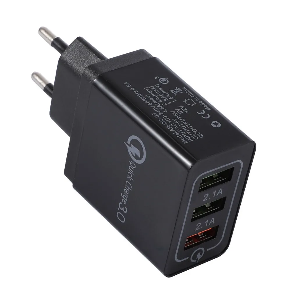 Charger 3 Port Fast Quick Q C 3.0 Usb Hub Wall 2.1a Power Adapter Us/eu Plug Dropshipping | Электроника