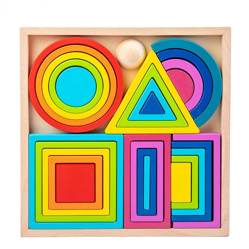 Kids Wooden Box Geometric Shape Rainbow Building Blocks Wood Baby Toy Assembling Variety Children Montessori Educational Toys
Kids Wooden Box Geometric Shape Rainbow Building Blocks Wood Baby Toy Assembling Variety Children Montessori Educational Toys