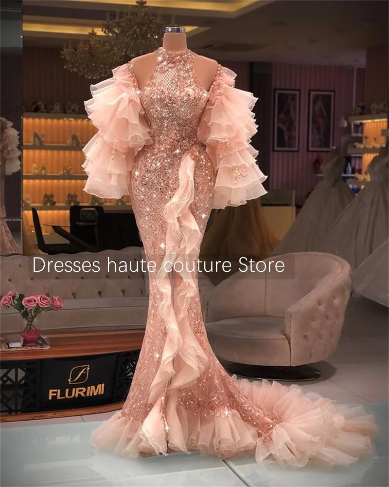 Charming Mermaid Elegant Evening Dresses Gowns 2021 Luxury Beading Lace High Neck Dress For Women Party 
Charming Mermaid Elegant Evening Dresses Gowns 2021 Luxury Beading Lace High Neck Dress For Women Party