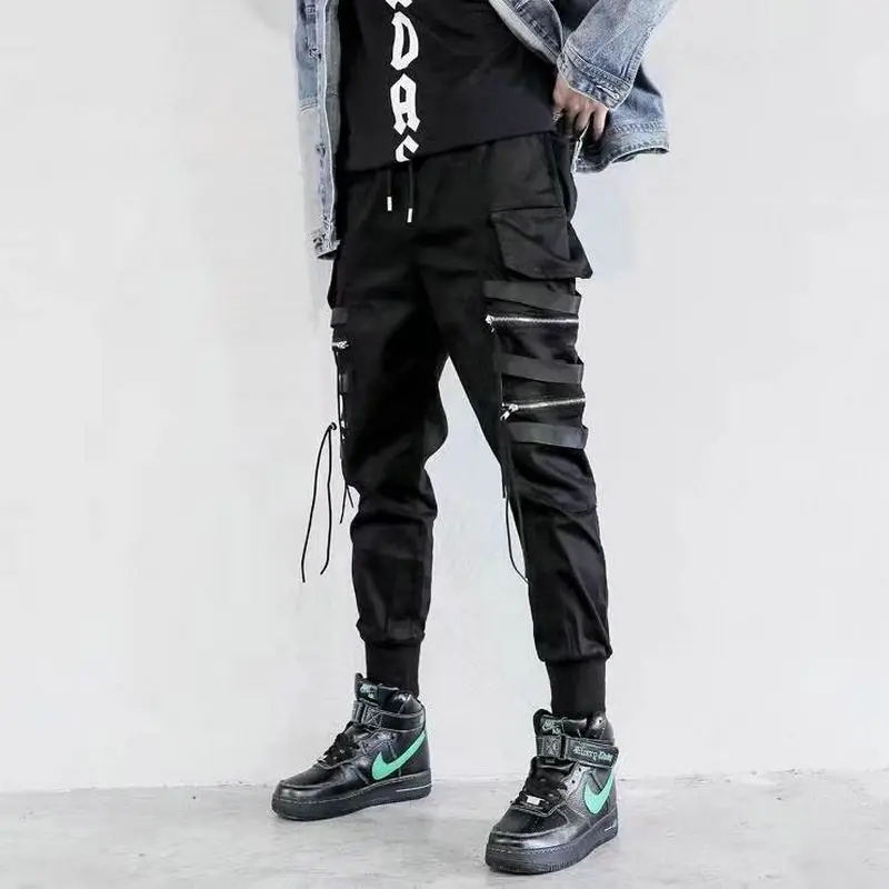 2021 Ribbons Black Hip Hop Cargo Pants Men Streetwear Fashion Cotton Joggers Sweatpants Male Casual Harem Trousers Harajuku
2021 Ribbons Black Hip Hop Cargo Pants Men Streetwear Fashion Cotton Joggers Sweatpants Male Casual Harem Trousers Harajuku