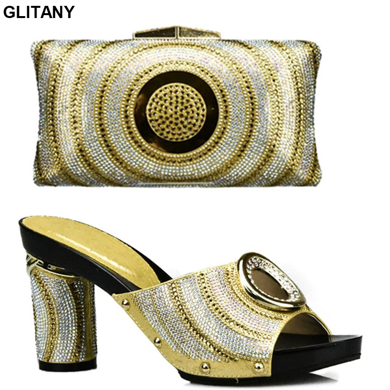 Rhinestone Gold Shoe and Bag Set Italian Shoes and Bags To Match Shoes with Bag Set Decorated with Rhinestone Party Shoe Bag Set
Rhinestone Gold Shoe and Bag Set Italian Shoes and Bags To Match Shoes with Bag Set Decorated with Rhinestone Party Shoe Bag Set