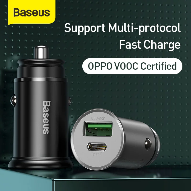 Baseus 30W Metal Car Charger for Samsung AFC Quick Charge 4.0 for Xiaomi Huawei SCP Auto Type C PD Fast Car Mobile Phone Charger
Baseus 30W Metal Car Charger for Samsung AFC Quick Charge 4.0 for Xiaomi Huawei SCP Auto Type C PD Fast Car Mobile Phone Charger