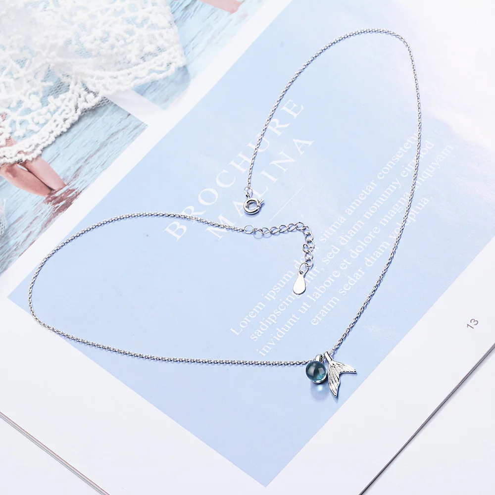925 Sterling Silver Mermaid Foam Necklace For Women Fishtail Blue Crystal Glass Chain Necklace
925 Sterling Silver Mermaid Foam Necklace For Women Fishtail Blue Crystal Glass Chain Necklace