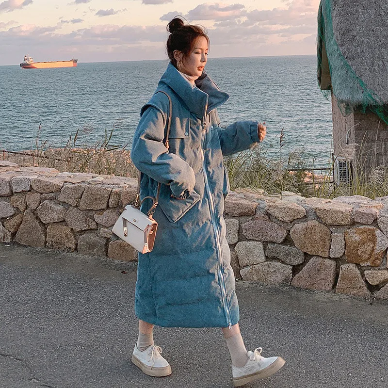 Winter Corduroy Padded Jacket Women Korean Version Loose Stand-up Collar Super Long Over-the-knee Cotton-padded Parkas
Winter Corduroy Padded Jacket Women Korean Version Loose Stand-up Collar Super Long Over-the-knee Cotton-padded Parkas