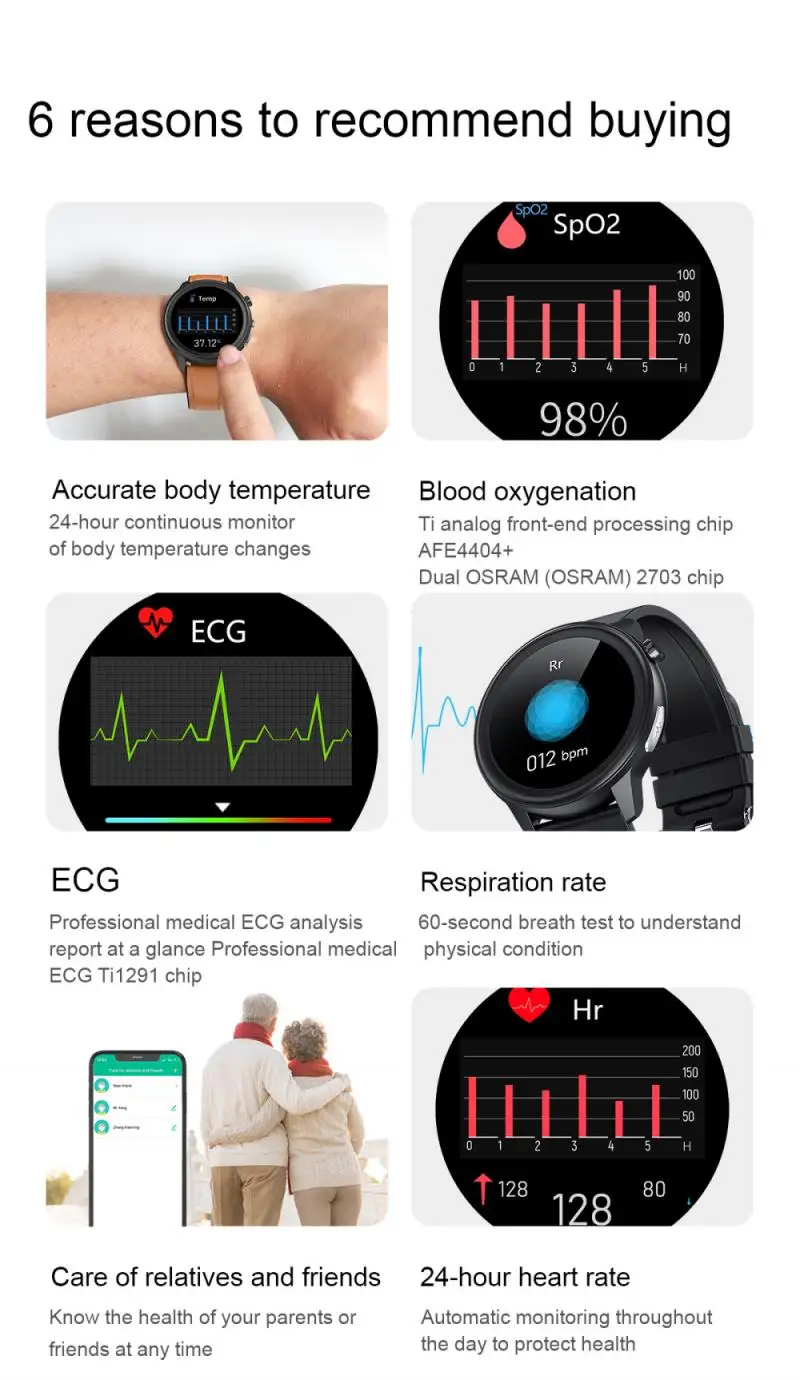 E80 Smart Watch Body Temperature Blood Pressure Blood Oxygen Heart Rate Health Monitoring Waterproof Sport Smart Wristband Watch
E80 Smart Watch Body Temperature Blood Pressure Blood Oxygen Heart Rate Health Monitoring Waterproof Sport Smart Wristband Watch