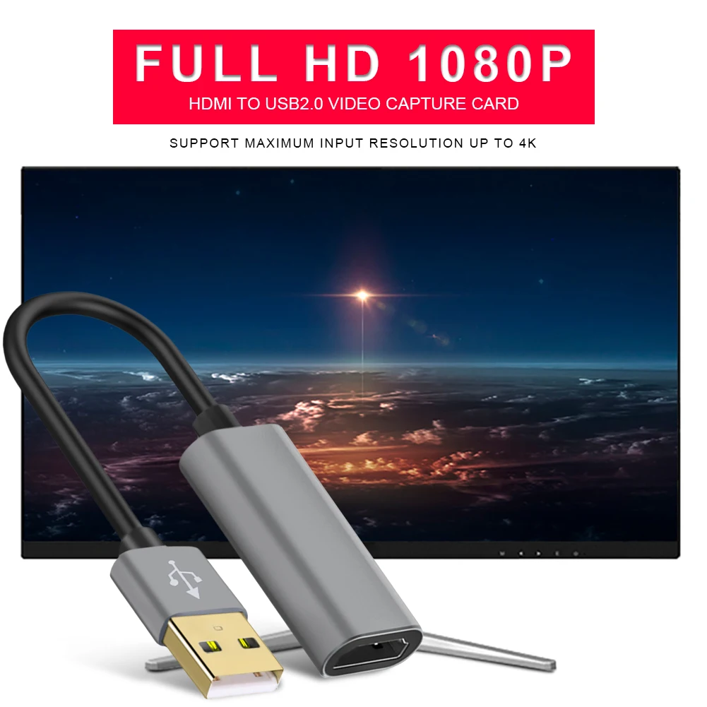 HDMI to USB 2.0 video capture card 1080P HD video recorder game video real-time streaming capture live
HDMI to USB 2.0 video capture card 1080P HD video recorder game video real-time streaming capture live