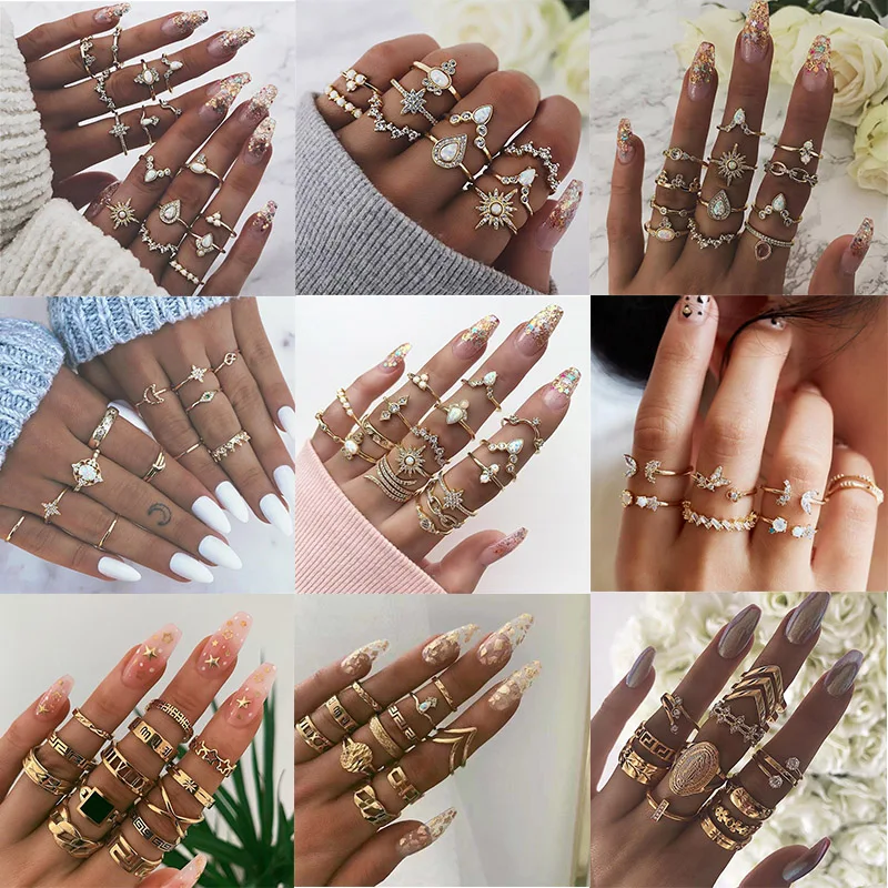 KSRA 2020 New Ins Bohemia Knuckle Rings Set For Women BOHO Crystal Star Crescent Geometric Finger Gold Rings Vintage Jewelry
KSRA 2020 New Ins Bohemia Knuckle Rings Set For Women BOHO Crystal Star Crescent Geometric Finger Gold Rings Vintage Jewelry