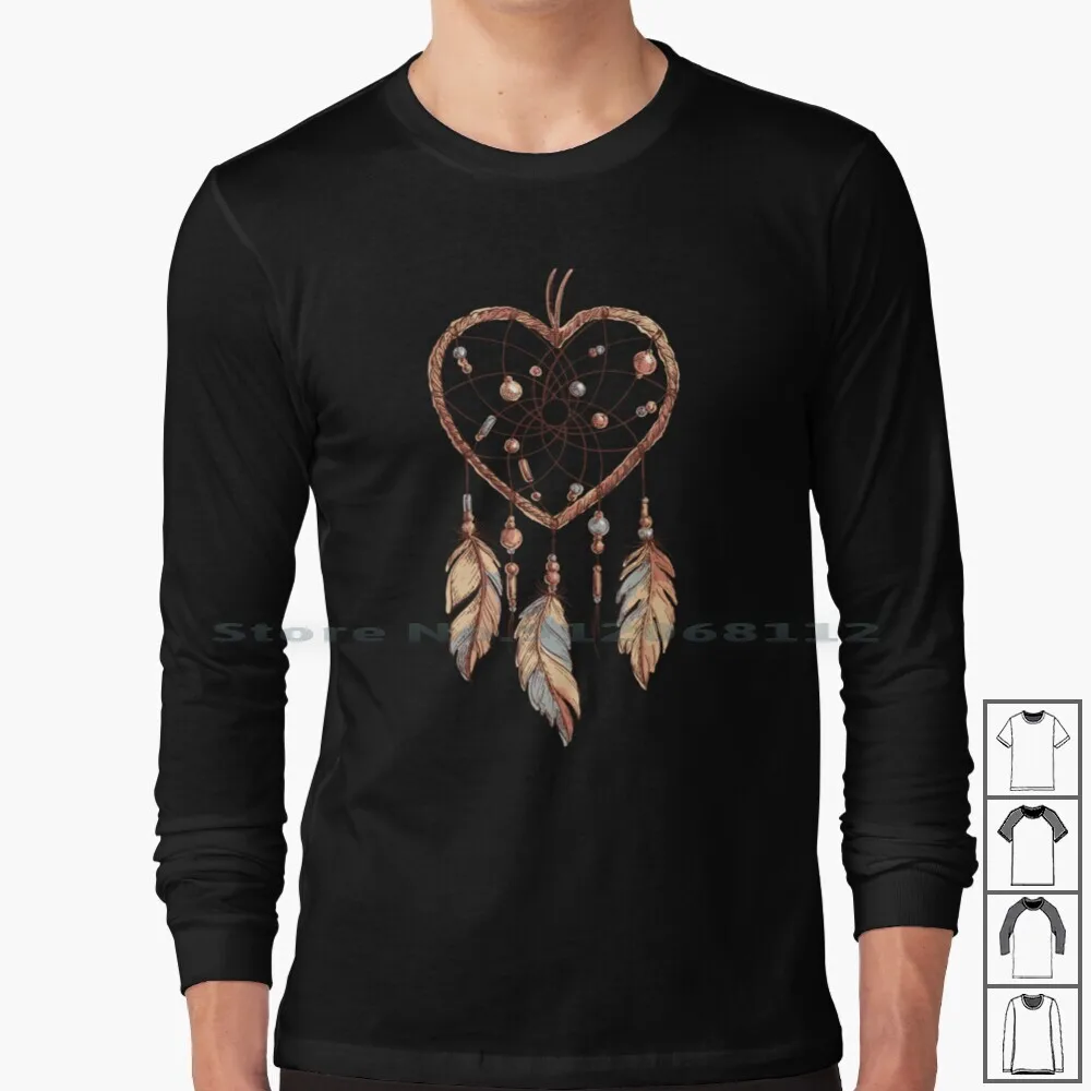 

Dreamcatcher Heart Long Sleeve T Shirt Boho Dream Catcher Dreamcatcher Wild Color Watercolor Nature Forest Indian Tribal