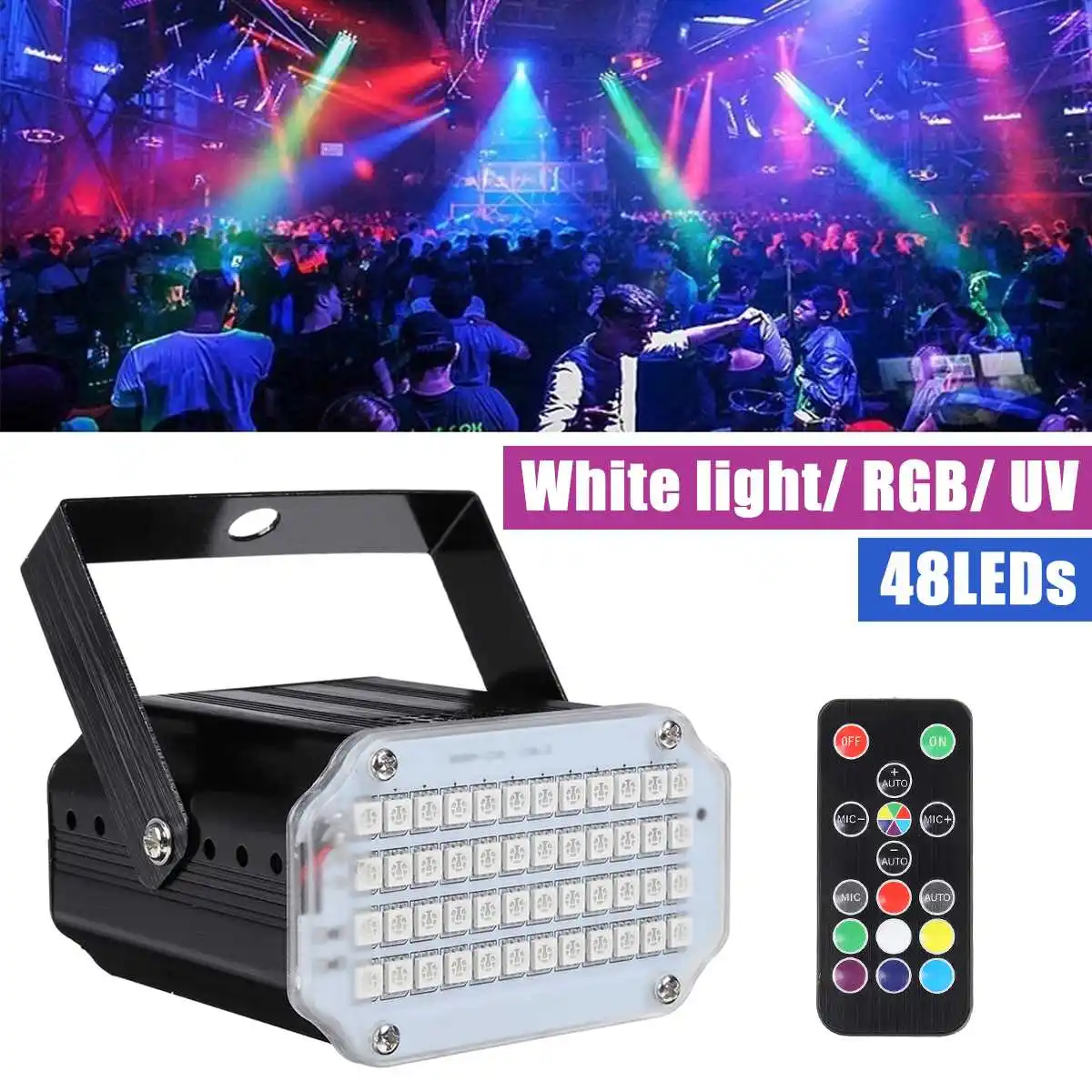 Smuxi 48 светодиодный RGB УФ белый стробоскопических источников света диско ди-джей вечерние праздничные рождественские Музыкальный клуб звуко...
Smuxi 48 светодиодный RGB УФ белый стробоскопических источников света диско ди-джей вечерние праздничные рождественские Музыкальный клуб звуко...