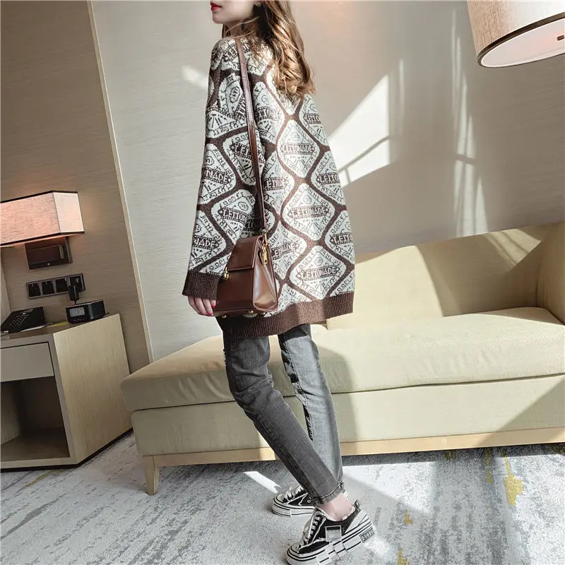 Sweater Women's Mid-length Loose Loose Autumn and Winter New All-match Retro Pullover Sweater
Sweater Women's Mid-length Loose Loose Autumn and Winter New All-match Retro Pullover Sweater