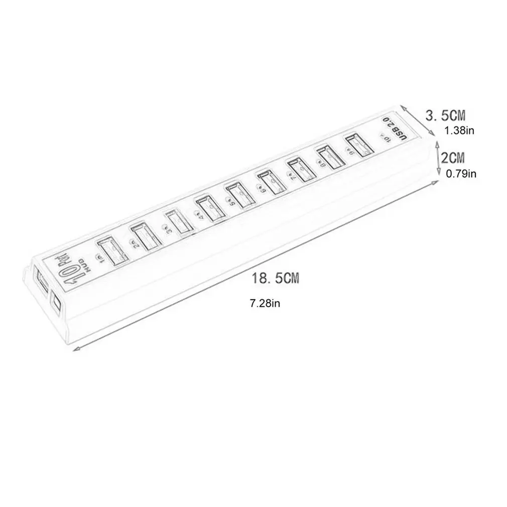 USB2.0 10 Port Hub Multi Usb Splitter / High Speed 480mbps Usb 2.0 Hub with US-Power Adapter for PC Laptop Notebook Computer
USB2.0 10 Port Hub Multi Usb Splitter / High Speed 480mbps Usb 2.0 Hub with US-Power Adapter for PC Laptop Notebook Computer
