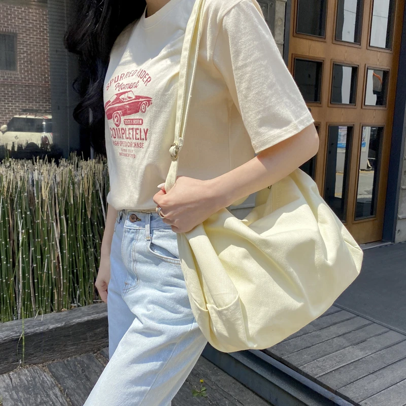 Women Cotton Fabric Shoulder Bag Simple Eco Canvas Bag Soft Handbag Solid Casual Tote Female Environmental Reusable Shopping Bag
Women Cotton Fabric Shoulder Bag Simple Eco Canvas Bag Soft Handbag Solid Casual Tote Female Environmental Reusable Shopping Bag