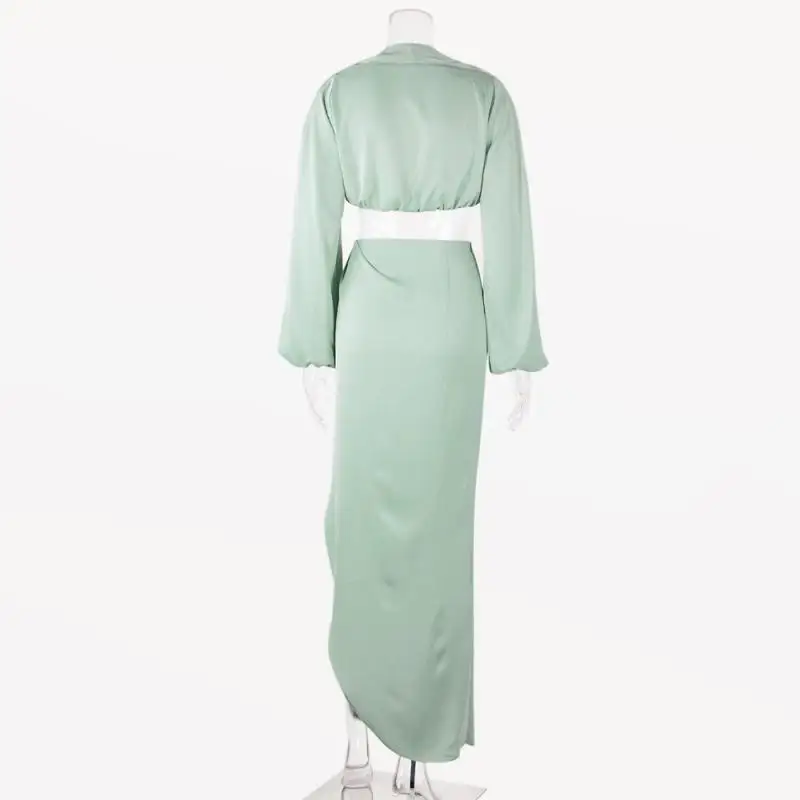 Zoulv Satin Two Piece Set Women Spring Long Lantern Sleeve Crop Top High Split Long Skirts 2 Piece Set Solid Color Party Clothes
Zoulv Satin Two Piece Set Women Spring Long Lantern Sleeve Crop Top High Split Long Skirts 2 Piece Set Solid Color Party Clothes