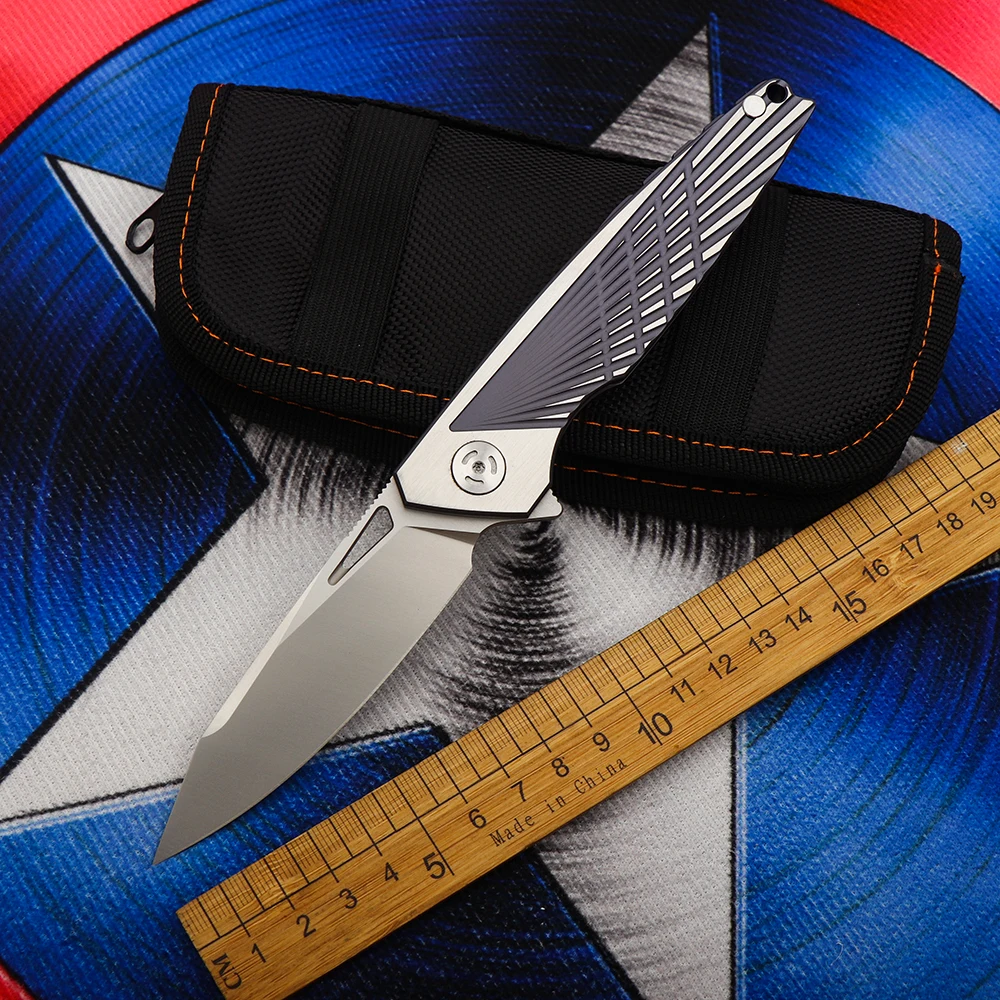 

M390 powder steel folding self-defense knife TC4 titanium alloy handle outdoor knife sharp portable survival EDC tool player col