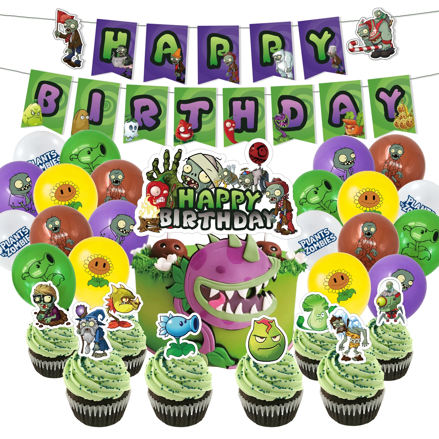 46 Pcs Plants VS Zombies Theme Party Supplies Happy Birthday Banner Latex Balloon Game Theme Birthday Party Decoration
46 Pcs Plants VS Zombies Theme Party Supplies Happy Birthday Banner Latex Balloon Game Theme Birthday Party Decoration