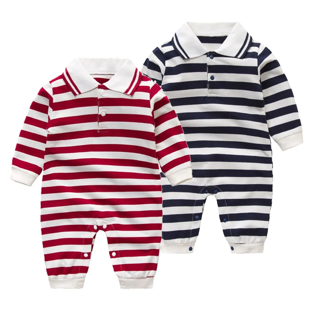 Newborn Baby Clothes Long Sleeved Spring Autumn Striped Polo Lapel Rompers Infant Boys Cute Jumpsuit Climbing Outfits Costume
Newborn Baby Clothes Long Sleeved Spring Autumn Striped Polo Lapel Rompers Infant Boys Cute Jumpsuit Climbing Outfits Costume