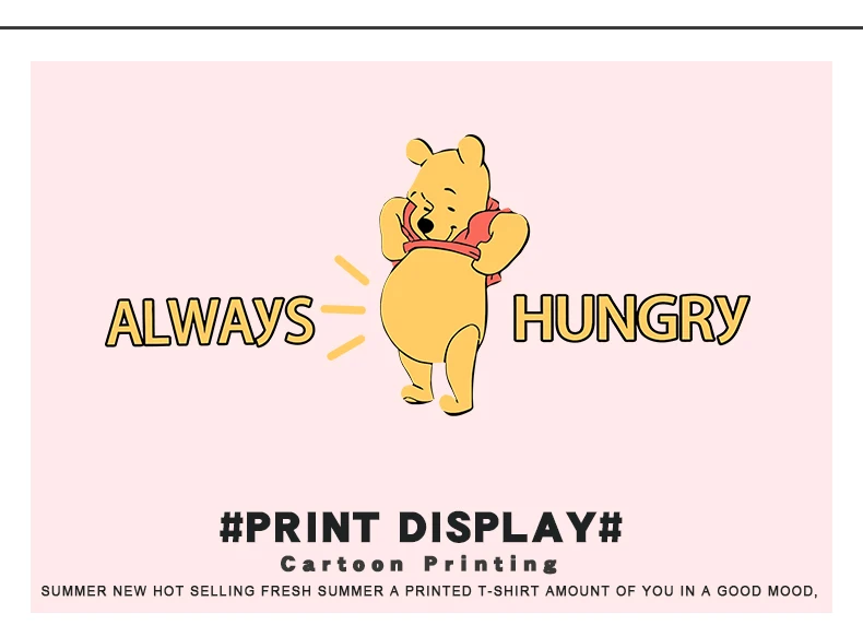 Disney trendy small design sense popular logo loose half sleeve top cute Winnie the Pooh printed cotton short sleeve T-shirt 
Disney trendy small design sense popular logo loose half sleeve top cute Winnie the Pooh printed cotton short sleeve T-shirt