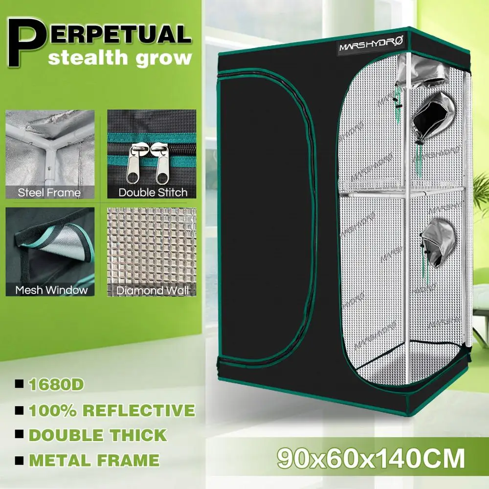 MarsHydro 2 в 1 90x60x140 см расти палатку 1680D алмазного майлара крытая гидропоника шатер