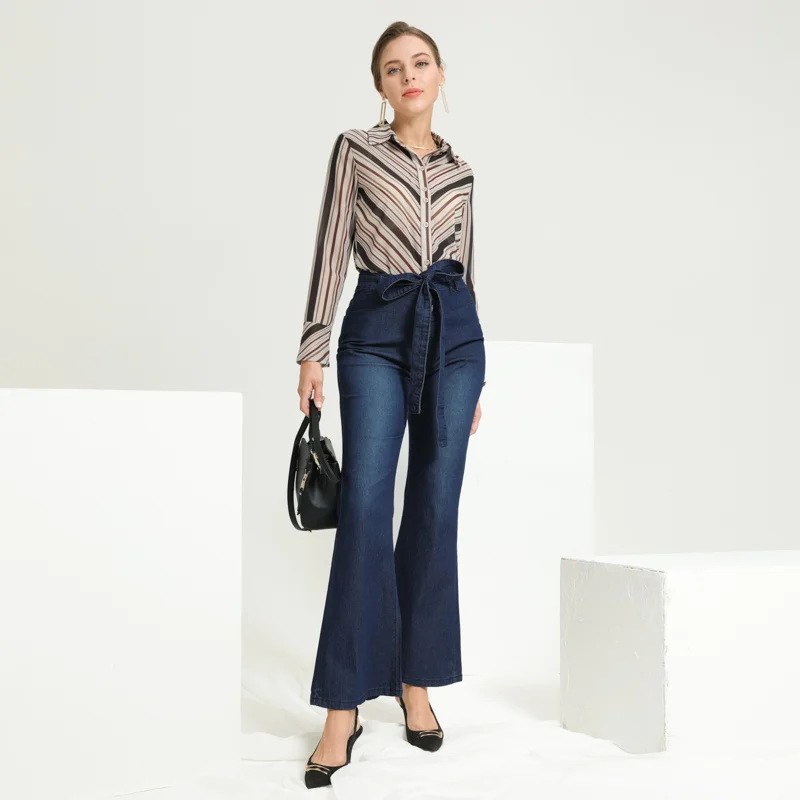 Женские расклешенные джинсы, хлопковые широкие брюки темно-синего и черного цветов, повседневные брюки на шнуровке, 2021 
Женские расклешенные джинсы, хлопковые широкие брюки темно-синего и черного цветов, повседневные брюки на шнуровке, 2021